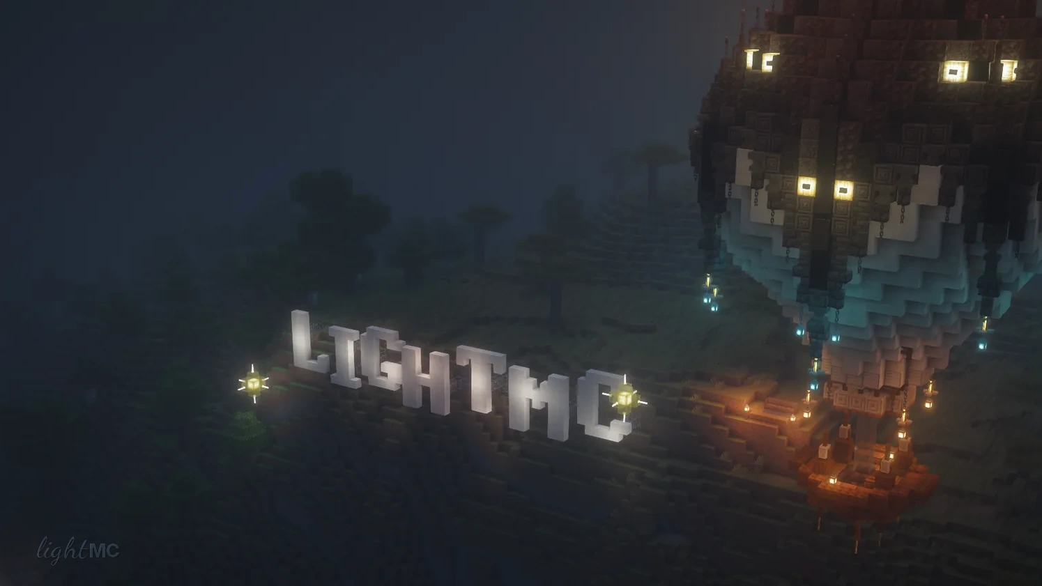 Парящий остров LightMC в тумане